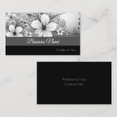 Carte de visite floral noir et blanc (Devant / Derrière)