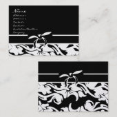 Carte De Visite Floral noir et blanc (Devant / Derrière)