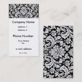 Carte De Visite Floral noir et blanc (Devant / Derrière)