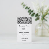 Carte De Visite Floral noir et blanc (Debout devant)