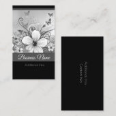 Carte de visite floral noir et blanc 2 (Devant / Derrière)