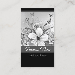 Carte de visite floral noir et blanc 2