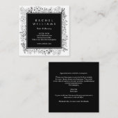 Carte de visite floral noir et blanc de carré de (Devant / Derrière)