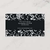 Carte de visite floral noir et blanc de vigne (Dos)