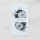 Carte De Visite Floral noir et blanc élégant (Devant)