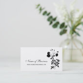 Carte De Visite Floral noir et blanc moderne Elégante Fleur Rose (Debout devant)