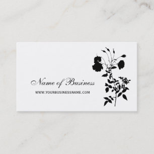 Carte De Visite Floral noir et blanc moderne Elégante Fleur Rose