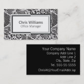 Carte De Visite Floral noir et blanc moderne professionnel (Devant / Derrière)