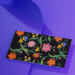 Carte De Visite Floral noir multicolore