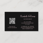 Carte De Visite Floral noir rose rose or | Busine de code QR (Dos)