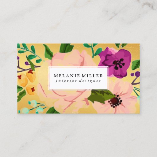 Carte de visite - floral or (Devant)