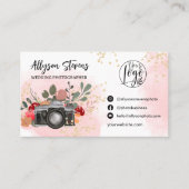 Carte De Visite Floral or rose photo logo photo code qr (Devant)
