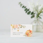 Carte De Visite Floral Orange Automne Citrouille Site Mariage (Debout devant)