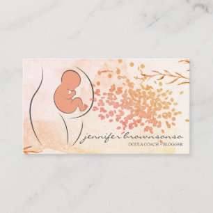 Carte De Visite Floral Orange Doula Enceinte Enceinte