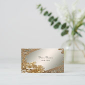 Carte de visite floral orné d'or moderne (Debout devant)