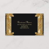 Carte de visite Floral Orné Noir Or (Dos)