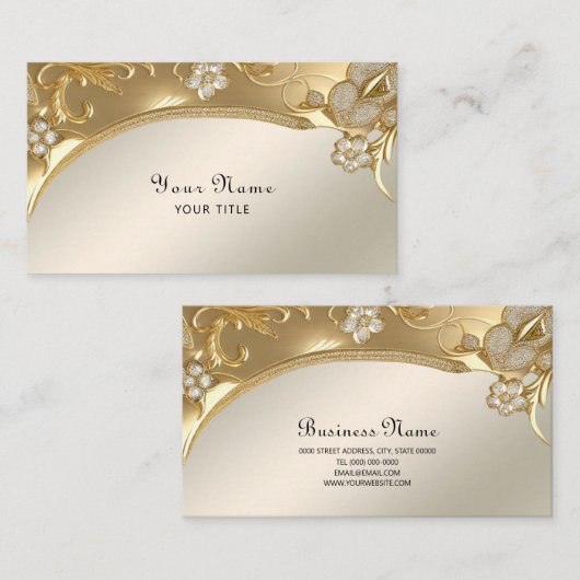 Carte de visite Floral Orné Or (Devant / Derrière)