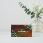 Carte de visite Floral Ouest Brown Bleu Grunge (Debout devant)
