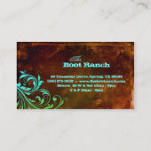 Carte de visite Floral Ouest Brown Bleu Grunge (Dos)