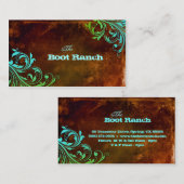 Carte de visite Floral Ouest Brown Bleu Grunge (Devant / Derrière)