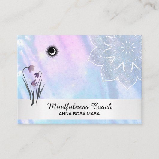 Carte De Visite *~* Floral Pastel Moon Lacey Mandala Foil  (Devant)