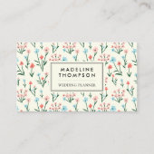 Carte De Visite Floral Pastel Pink Blue Flowers Pattern (Devant)