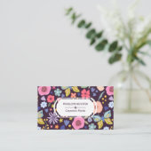 Carte De Visite Floral Pattern Dark Plum & Mauve Business Card (Debout devant)