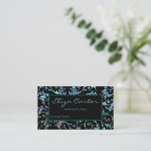 Carte de visite Floral Pearl Turquoise (Debout devant)