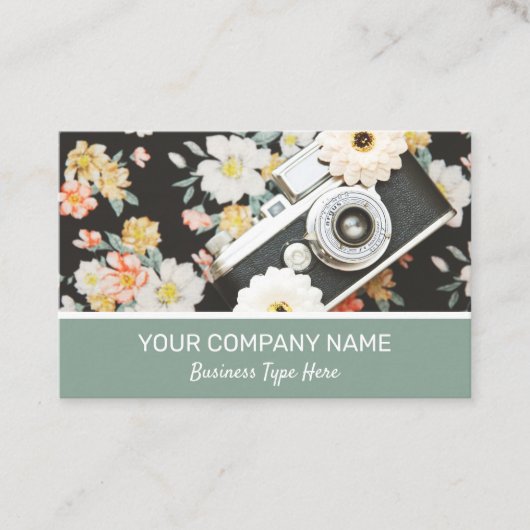 Carte de visite floral photographe (Devant)