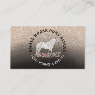 Carte De Visite Floral Pony Equestrier Cheval noir