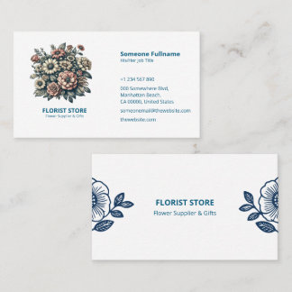 Carte de visite floral pour fleuristes et petite b
