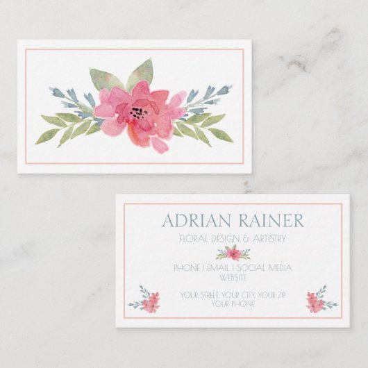 Carte de visite floral pour professionnels de la c (Devant / Derrière)