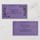 Carte de visite floral pourpre et noir (Devant / Derrière)