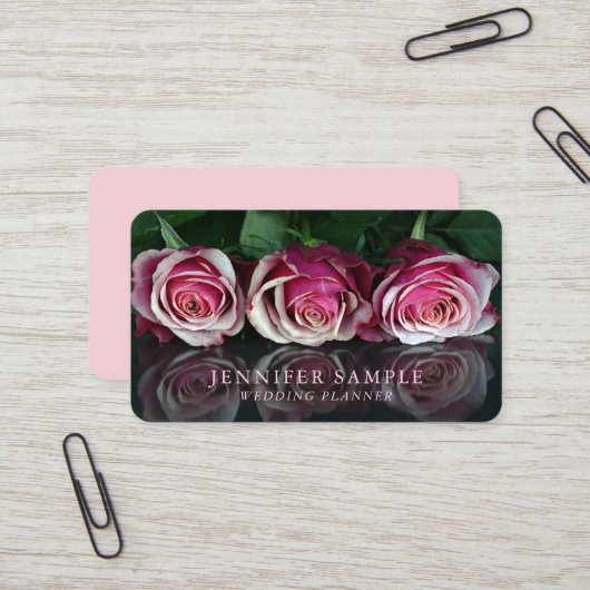 Carte De Visite Floral professionnel moderne de wedding planner (Devant/Arrière en situation)