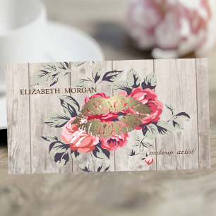 Carte De Visite Floral professionnel romantique, Lèvres, Texture b