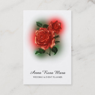 Carte De Visite *~* Floral Red ROSE Mariage Event Planner Code QR 