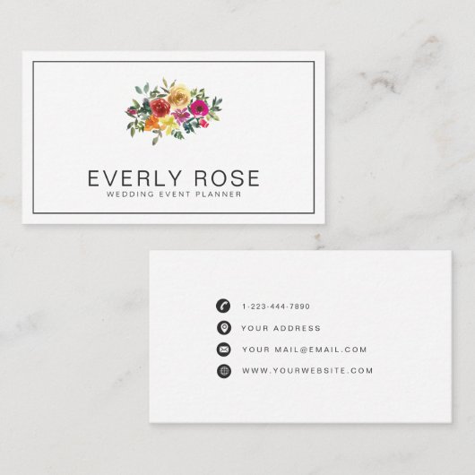 Carte de visite Floral Rose (Devant / Derrière)