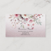 Carte de visite floral rose blanc moderne (Dos)