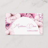 Carte De Visite Floral rose blanc moderne élégant féminin QR Code (Devant)