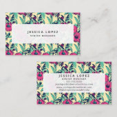 Carte De Visite Floral Rose Chaud Floral Peinture Générique Entrep (Devant / Derrière)