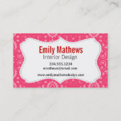 Carte De Visite Floral rose ; Coccinelle (Dos)