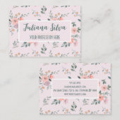 Carte De Visite Floral rose et crème (Devant / Derrière)