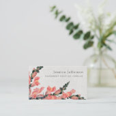 Carte De Visite Floral rose Faux Lin Texture Delicate Moderne (Debout devant)