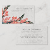 Carte De Visite Floral rose Faux Lin Texture Delicate Moderne (Devant / Derrière)