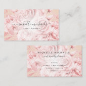 Carte De Visite Floral Rose Gold Blush Script moderne (Devant / Derrière)