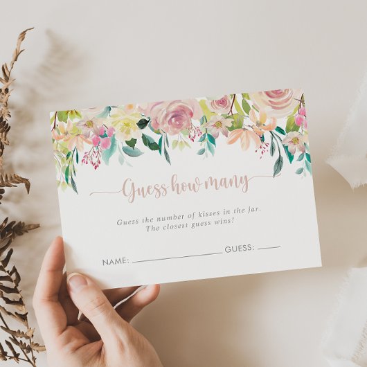 Carte De Visite Floral Rose Gold Guess How Many Game Card