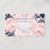 Carte De Visite Floral Rose Gold Navy Script moderne  (Dos)