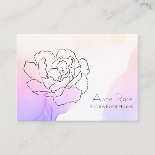 Carte De Visite *~* Floral Rose Lavande & Pink Pastel Aquarelle (Devant)