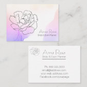 Carte De Visite *~* Floral Rose Lavande & Pink Pastel Aquarelle (Devant / Derrière)