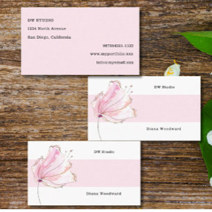 Carte de visite floral rose moderne